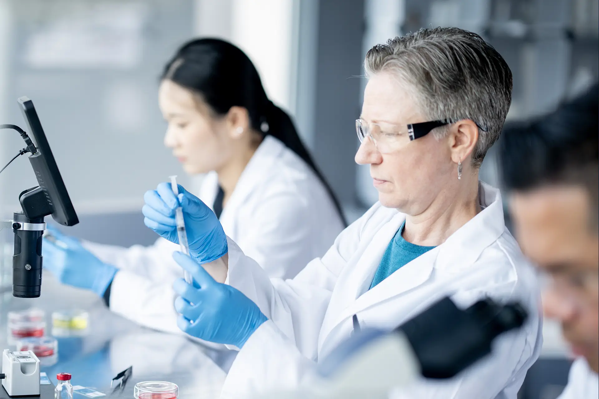 Technicians working in lab