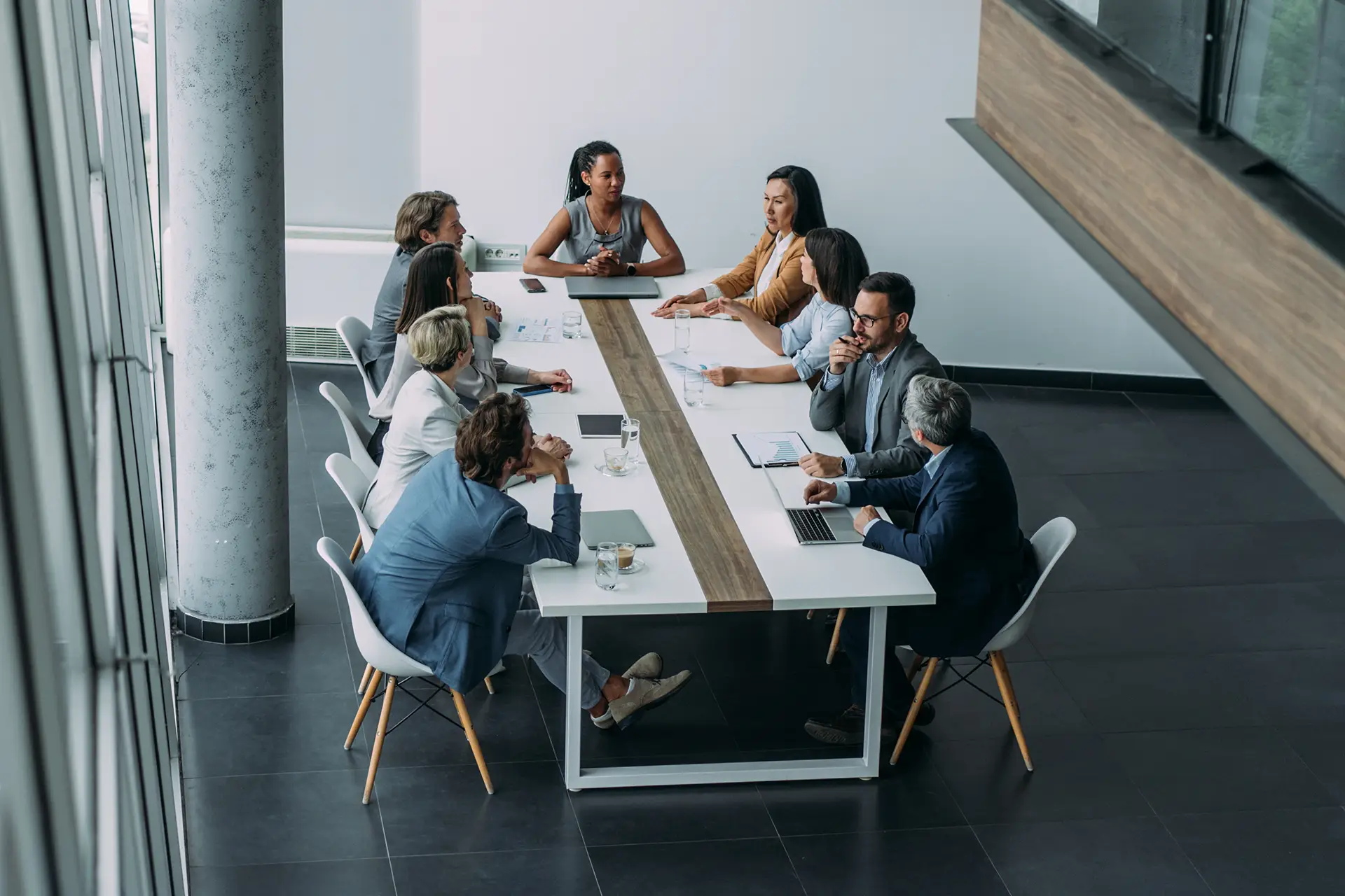 Colleagues meeting at conference table