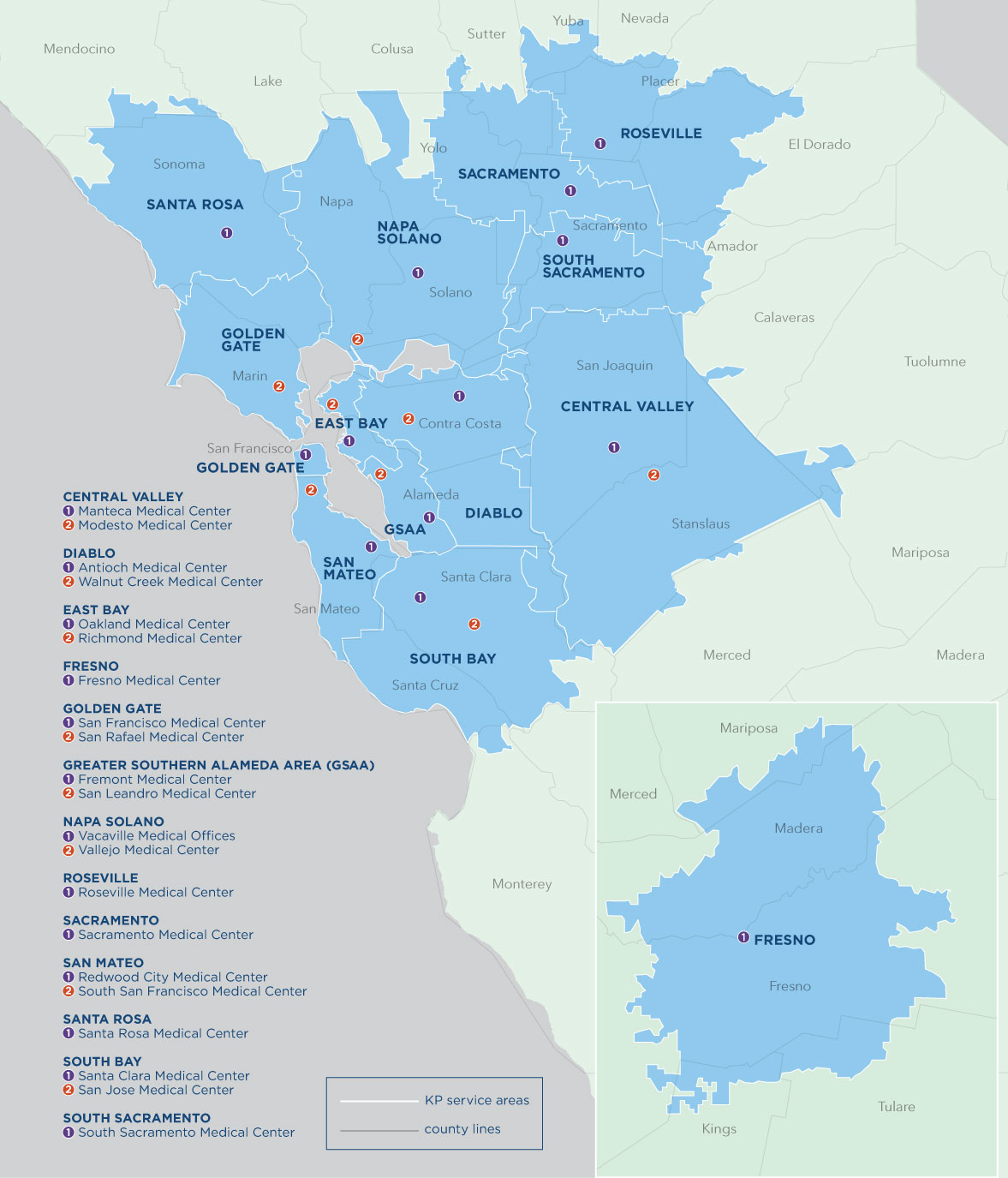 Kaiser Permanete Northern California Regional Map